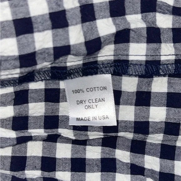 Félicité Gingham open front navy and white. 3/4 bell sleeves. - Picture 3 of 5